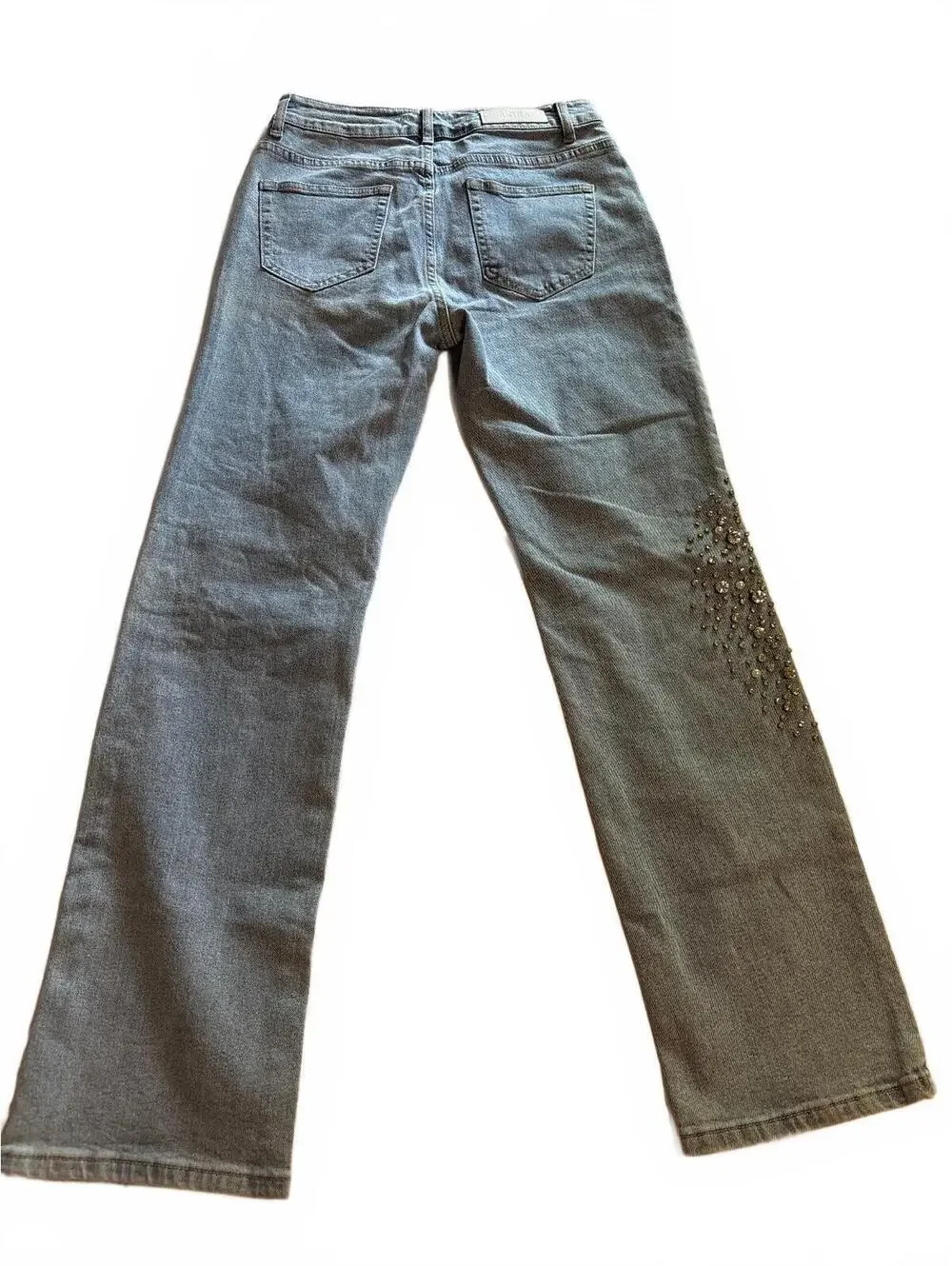 Akira Black Label Embellished Rhinestone Straight Leg Jeans Medium Wash Size 11